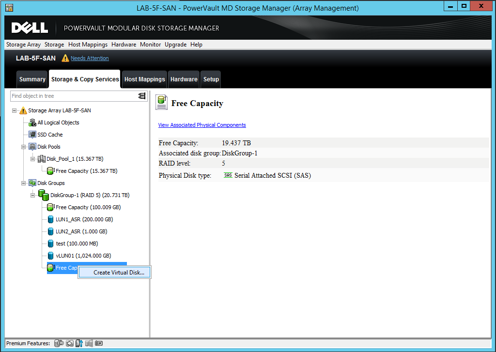  DELL PowerVault MD3600i LUN Creation