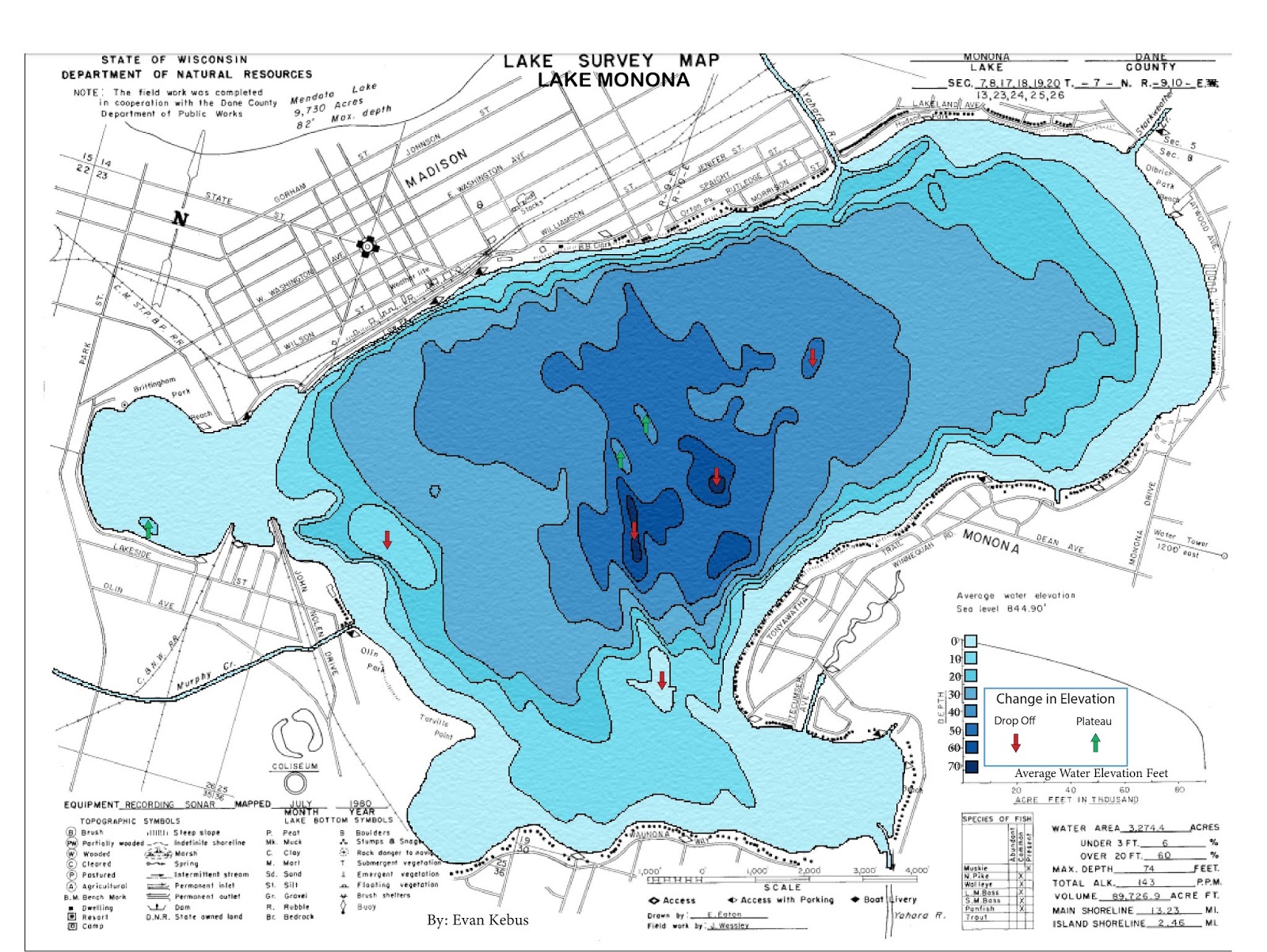 Bathymetric Map of Lake Monona