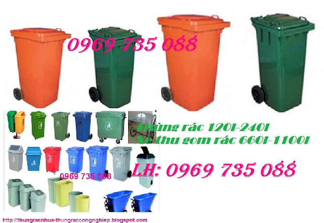 0969735088 Bán thùng rác nhựa 240l, 120l, xe rác 660l-1100l giá rẻ TP HCM