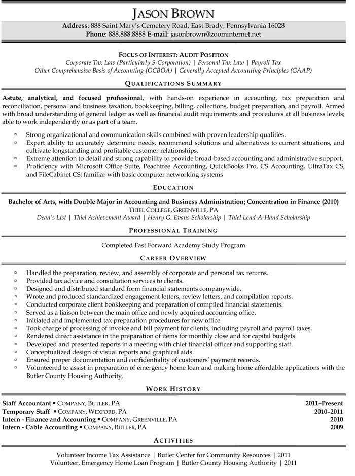 Payroll tax resume