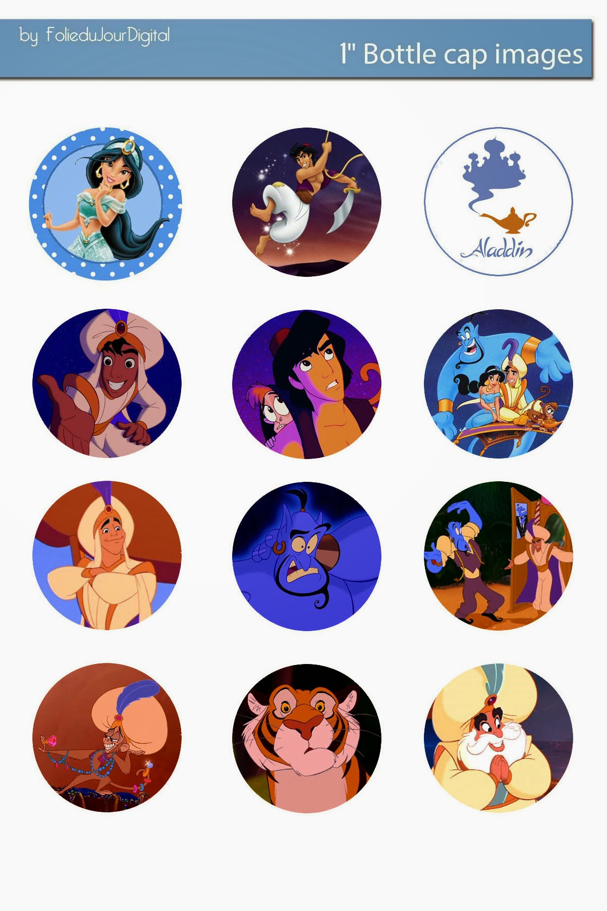 Free Bottle Cap Images: Aladdin disney Free digital bottlecap ...