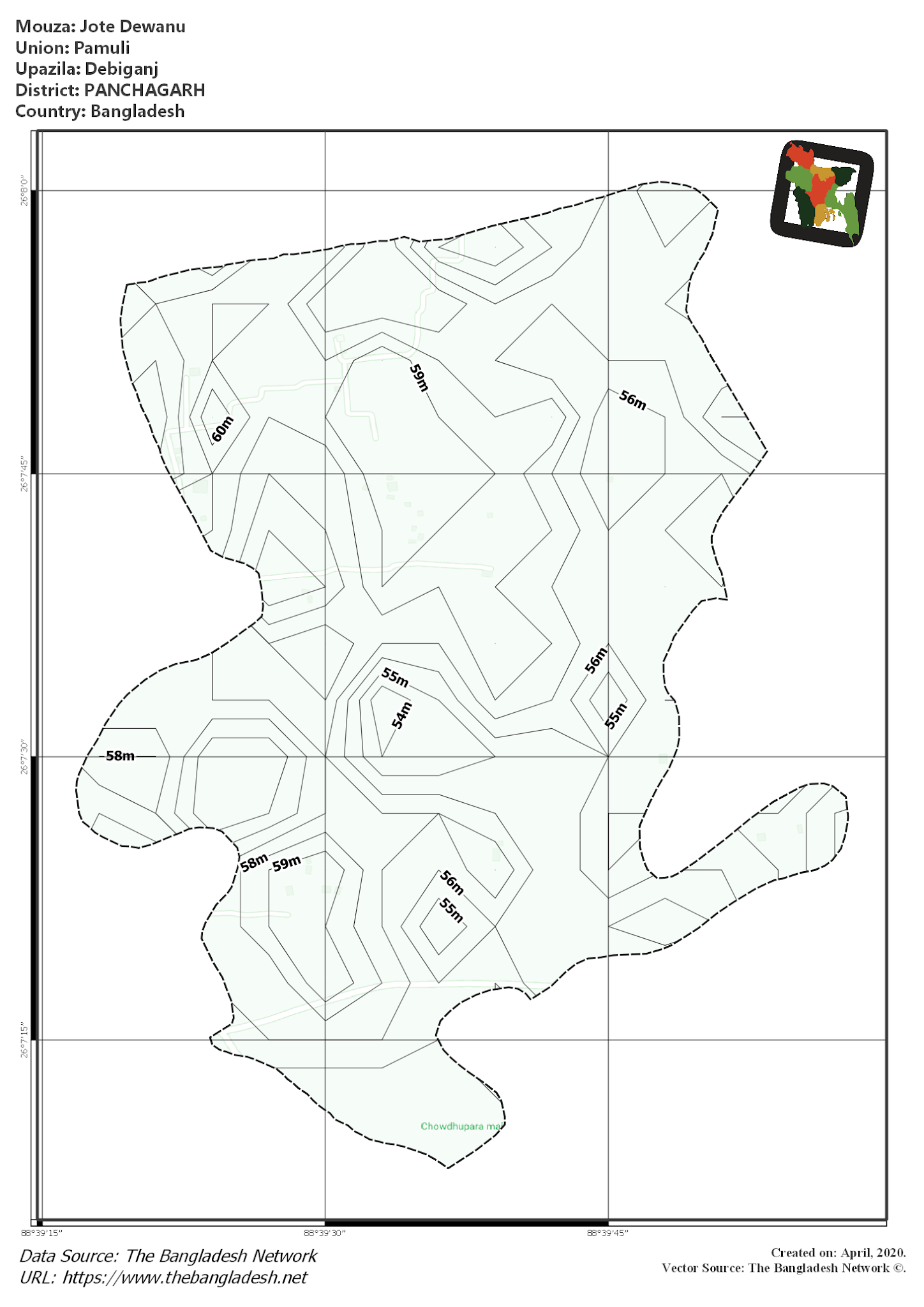 Map of Jote Dewanu Mouza of Debiganj Upazila, PANCHAGARH Map of Jote Dewanu Mouza of Debiganj Upazila, PANCHAGARH, Bangladesh.