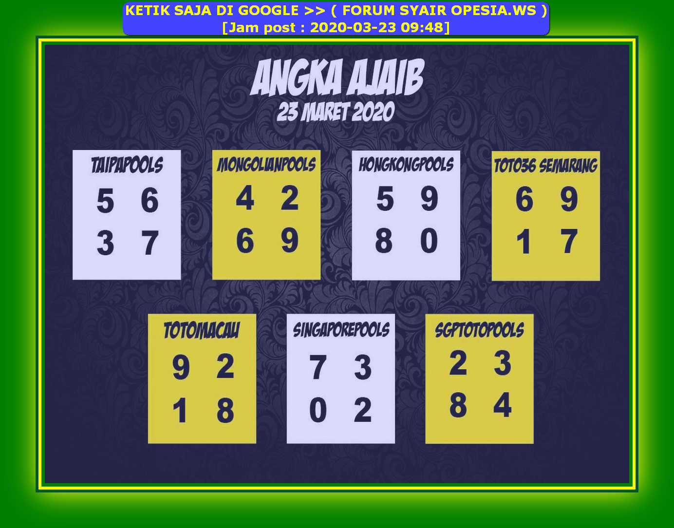 Kode Syair Hongkong 23 Maret 2020 Forum Syair Togel Hongkong Singapura Sydney