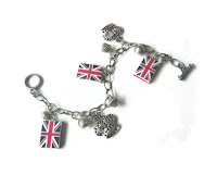 Union Jack Charm Bracelet made from polymer clay by Lottie Of London, uk bracelet,