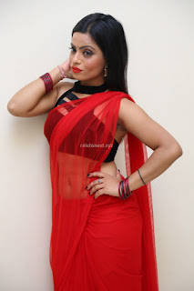 Aasma Syed in Red Saree Sleeveless Black Choli Spicy Pics ~  Exclusive Celebrities Galleries 001