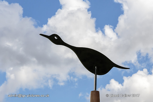 A Flight of Avocets This is a stainless steel avocet with an oak stand . flight of three