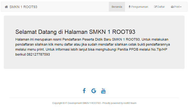 halaman depan pendaftaran