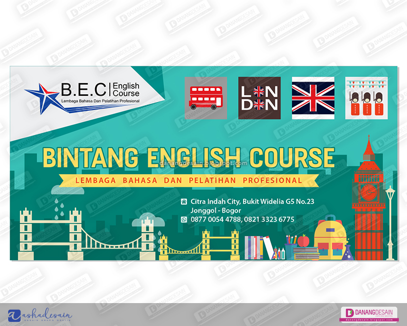 Contoh Desain Spanduk Banner Kursus Bahasa Inggris Contoh