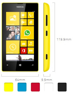 Nokia Lumia 520, dimesiones y colores disponibles