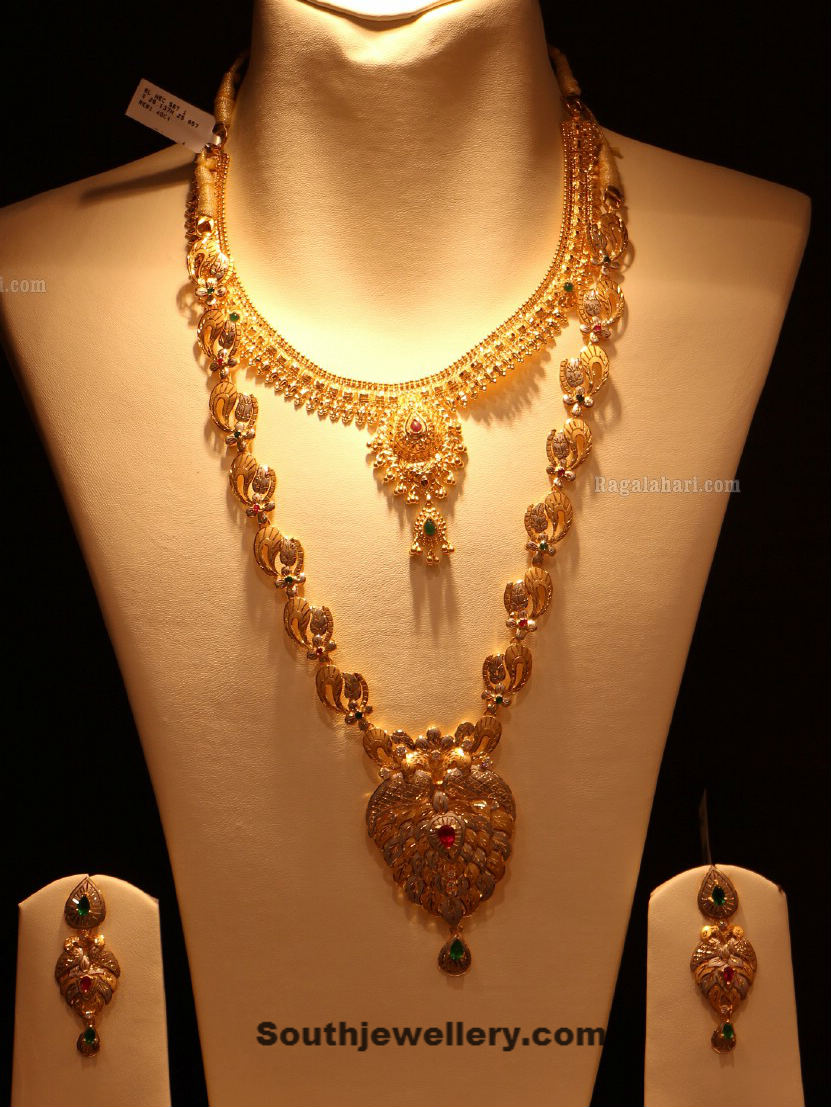 Gold Long Chain with Diamond Pendnat Jewellery Designs