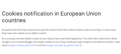 Kebijakan Baru Blogger tentang Cookie yang digunakan di Blog
