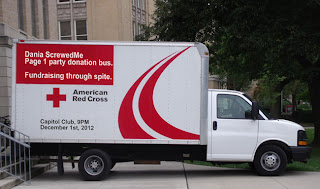 donation truck to haul all of the money we are giving up to the red cross, thanks to page 1 party contributions