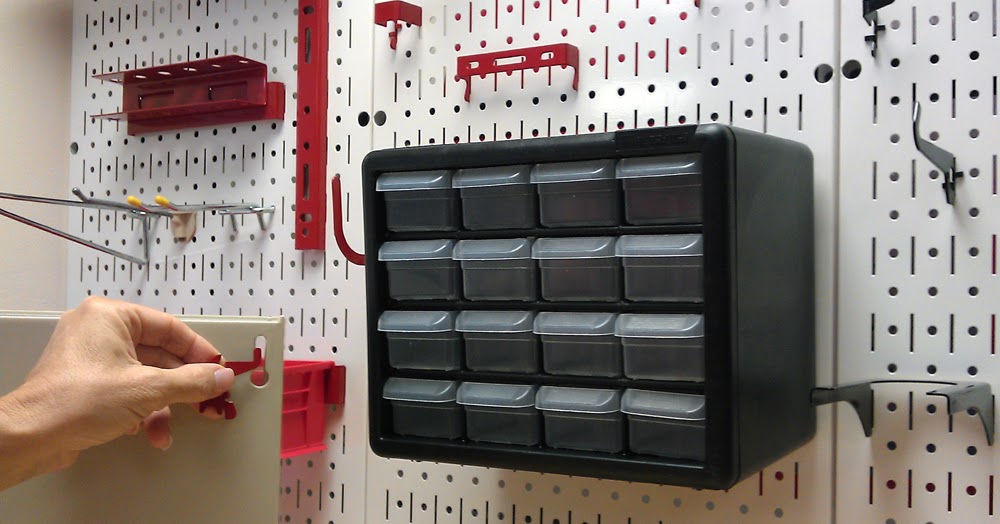 Hanging Bins & on Wall Control Pegboard