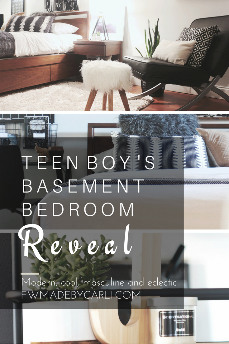Teen Boy's Basement Bedroom Reveal - Made by Carli