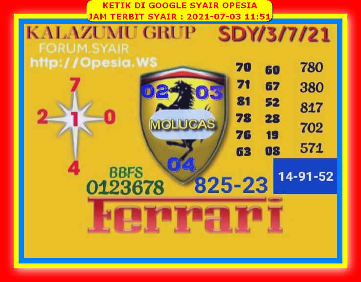 Syair Sdy Hari Ini Sabtu 3 Juli 2021 Opesia Official
