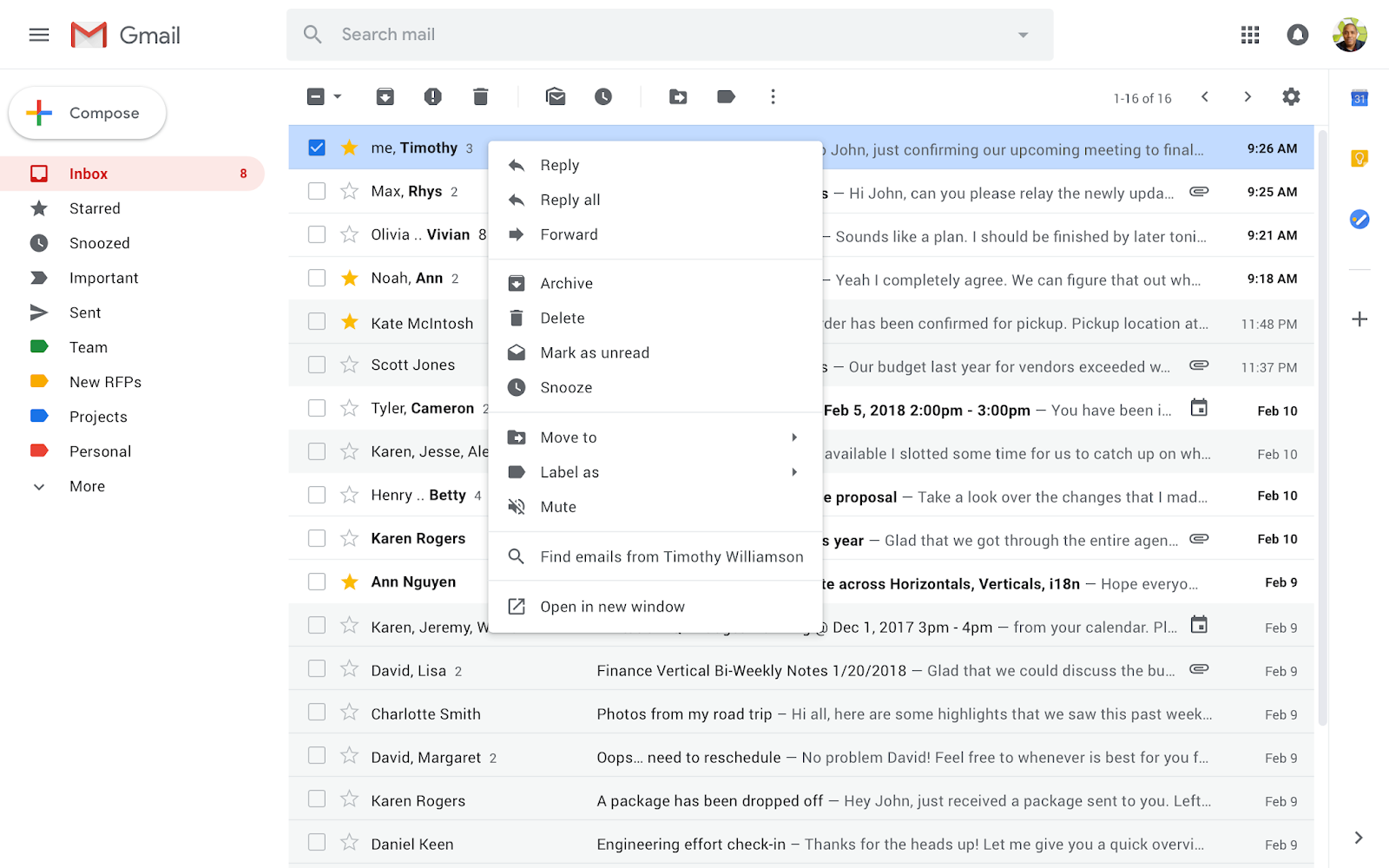 G Suite Updates Blog Easily Take Action In Gmail With New Right Click Context Menu Options