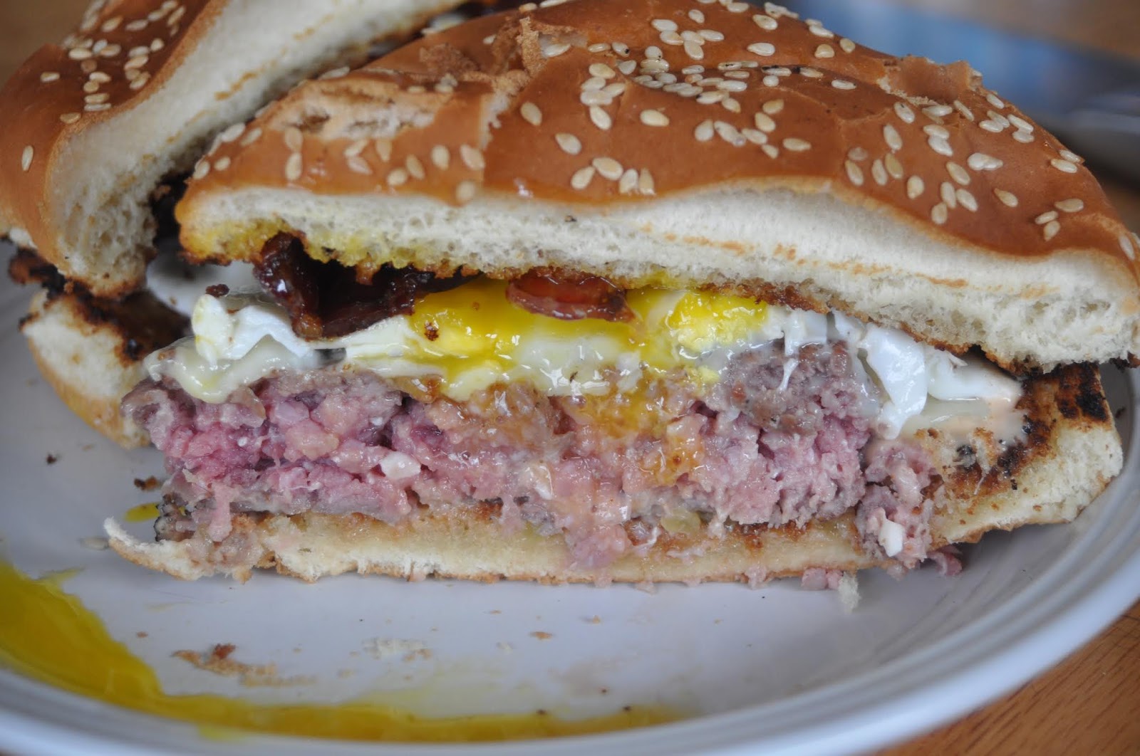 Bacon Burger Egg and Cheese Sandwich