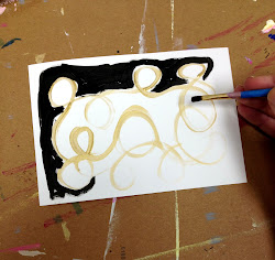 hand card painted birthday painting diy gift metallic gold started random paint