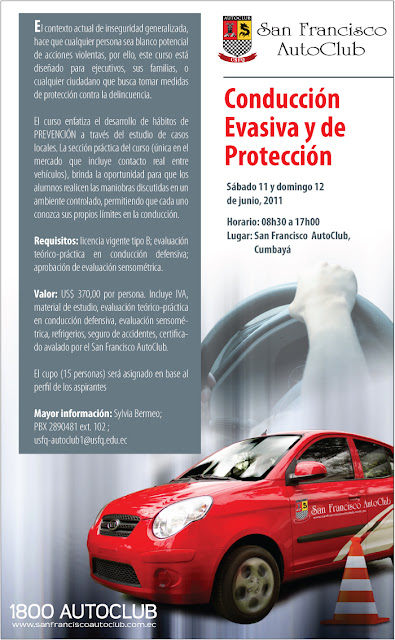 Curso de Conducción Evasiva y de Protección: 11-12 Junio, San Francisco AutoClub-Cumbayá