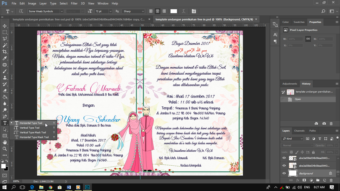 Download Blog Pendidikan Ukuran Kertas Undangan Pernikahan Photoshop PSD Mockup Templates