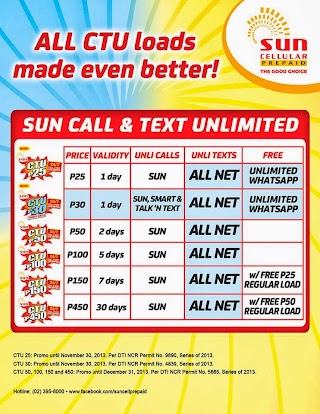 List of Sun Cellular Unlimited Call and Text to All Networks Promo List of Sun Cellular Unlimited Call and Text to All Networks Promo