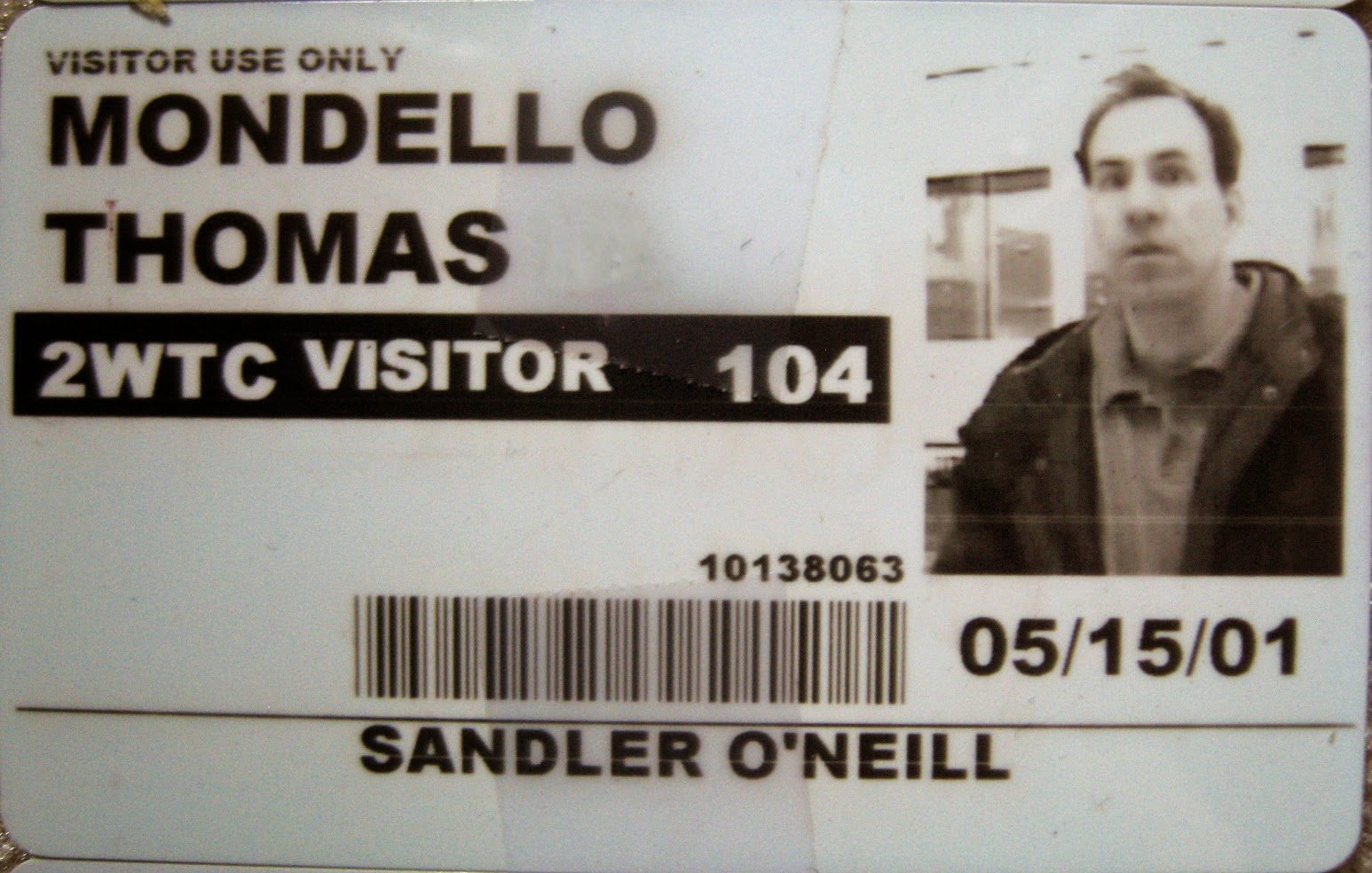 Tommy Mondello World Trade Center pass May 15, 2001