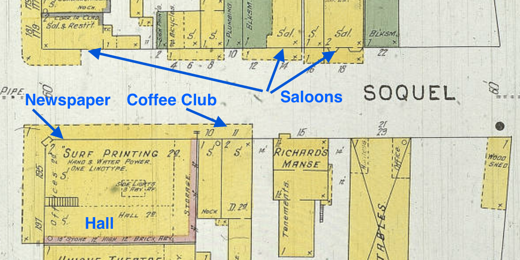 History Right Here Arcans Hall. On the Corner of Pacific and Soquel