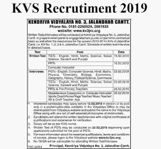 Kendriya Vidyalaya Recruitment 2019