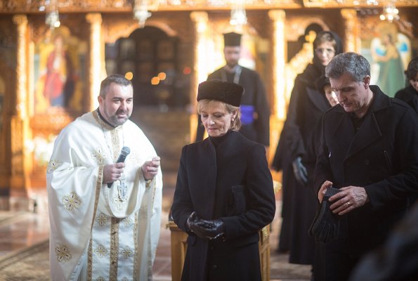 Crown Princess Margareta of Romania, Prince Radu, Princess Elena, Princess Maria and Irina Walker, attended the Christmas Day Service and memorial mass at the Savarsin Orthodox Church