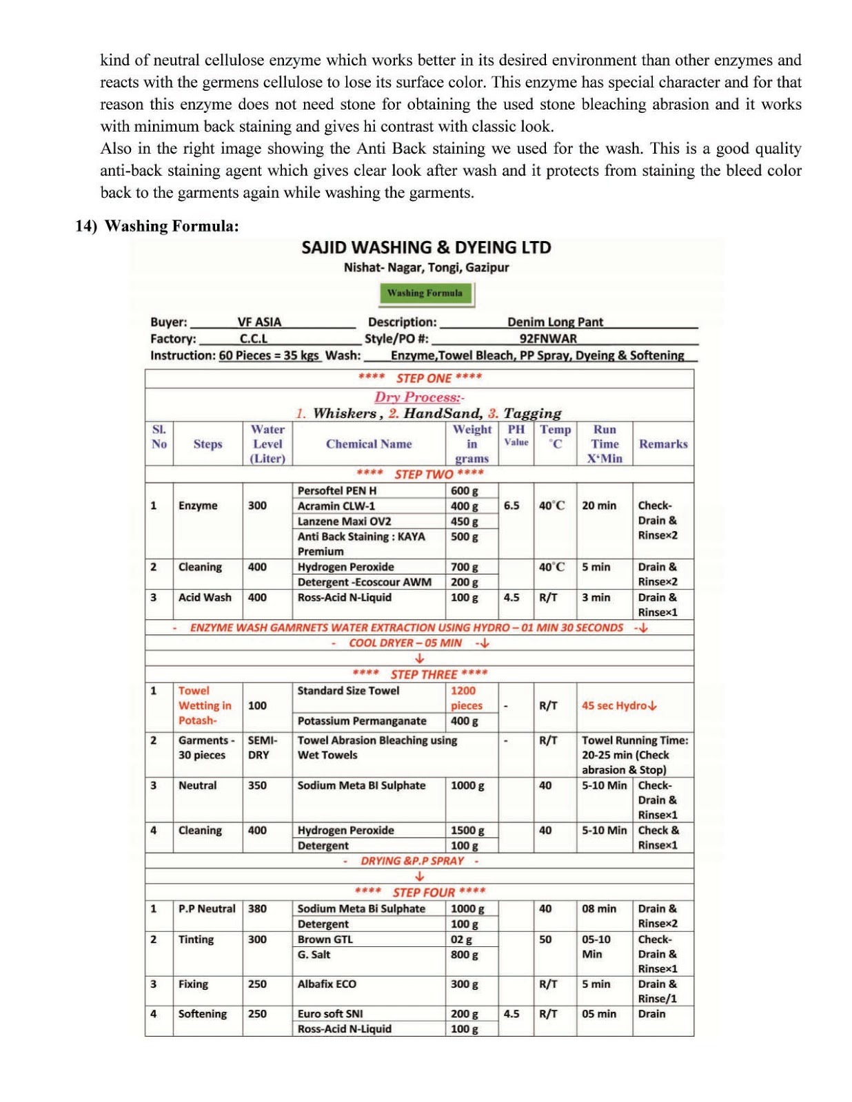 Denim Wash Acid Rain/ Acid Wash/ Towel Wash on Denim garments