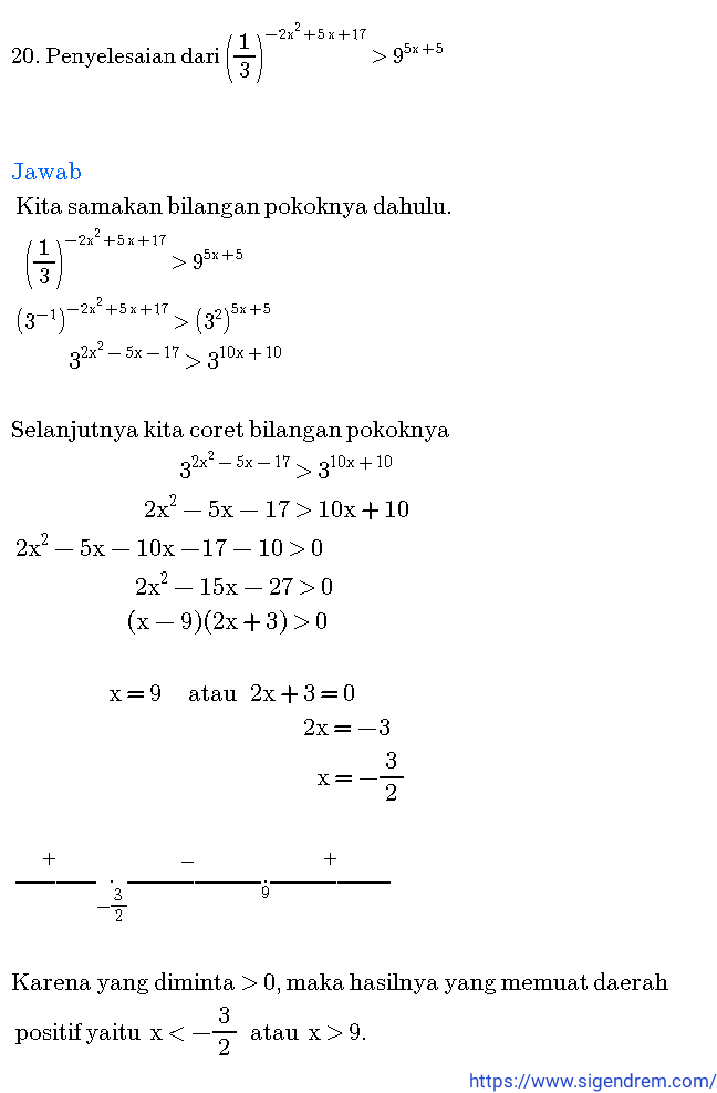 Contoh Soal Pertidaksamaan Eksponen