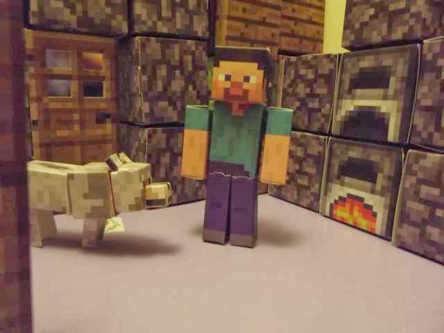 Minecraft Paper Craft Steve and the wolf