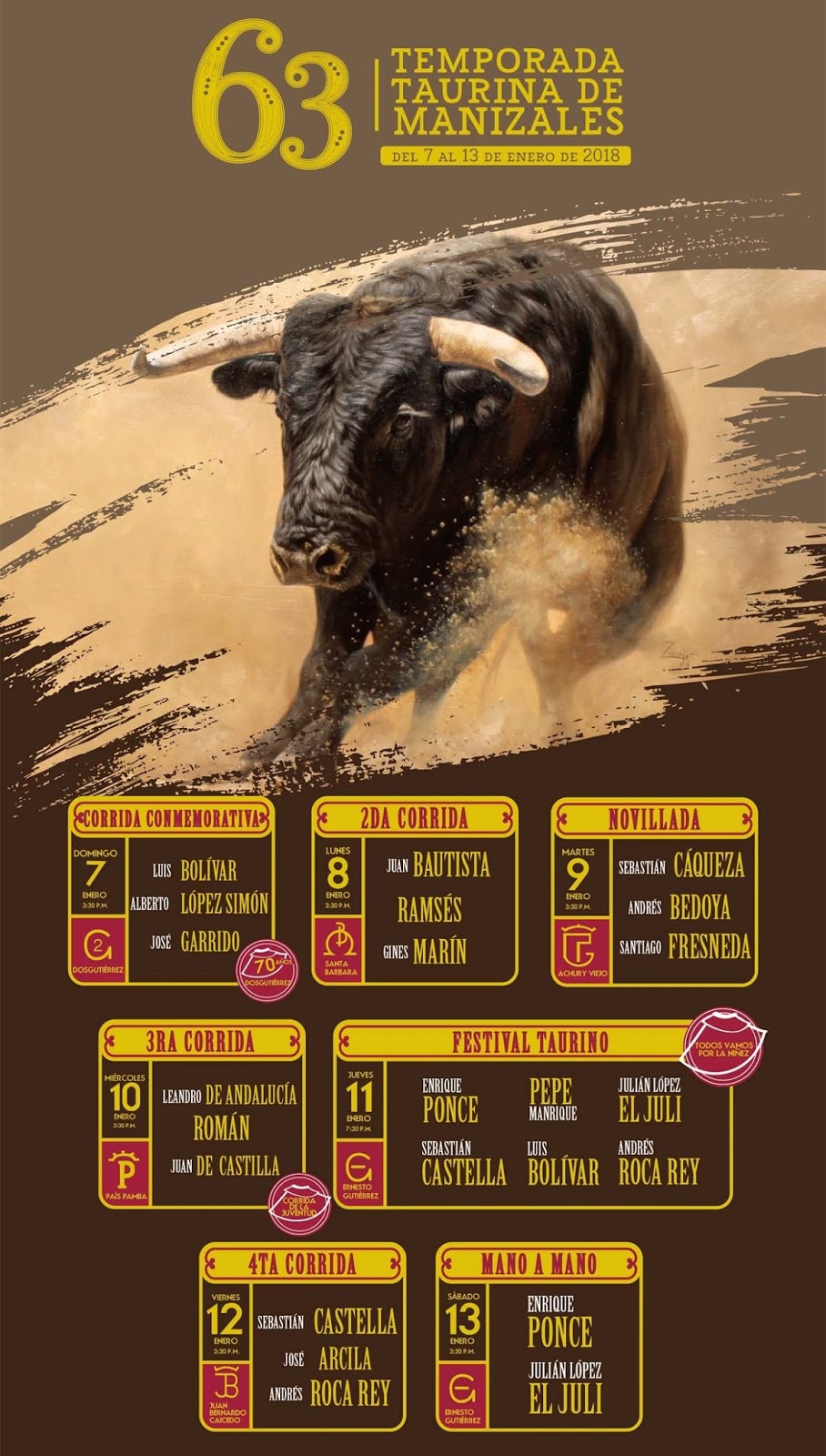 Del toro al infinito Hoy abre la Feria de Manizales (Carteles oficiales)