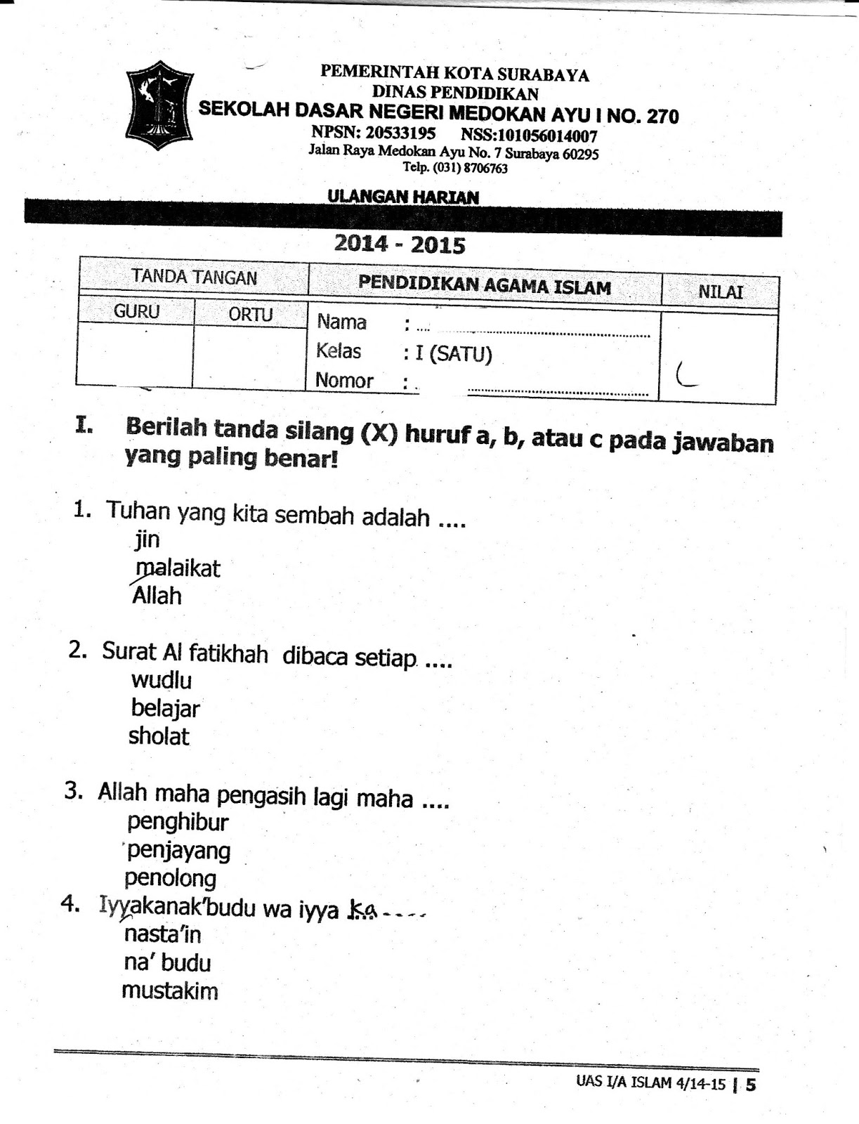 Download Soal Ukk Agama Islam K 2006 Smp Kls 8