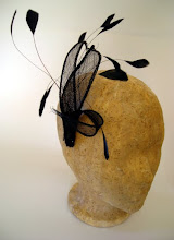 sinuous black sinamay leaves fascinator with shaved coq feathers