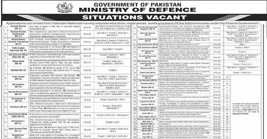 Ministry of Defence Jobs 2021 in Pakistan