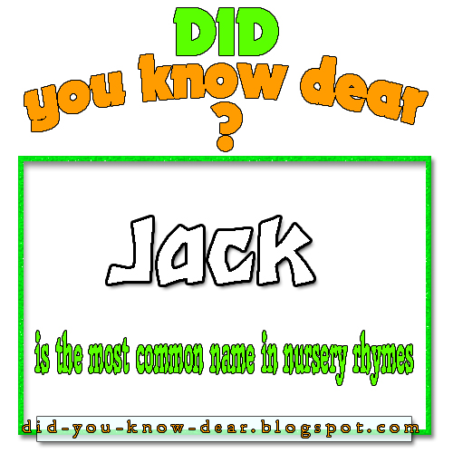 Jack is the most common name in nursery rhymes Did you know