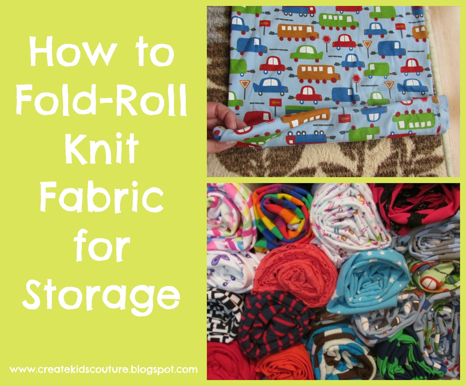 Create Kids Couture How to FoldRoll Knit Fabrics for Storage