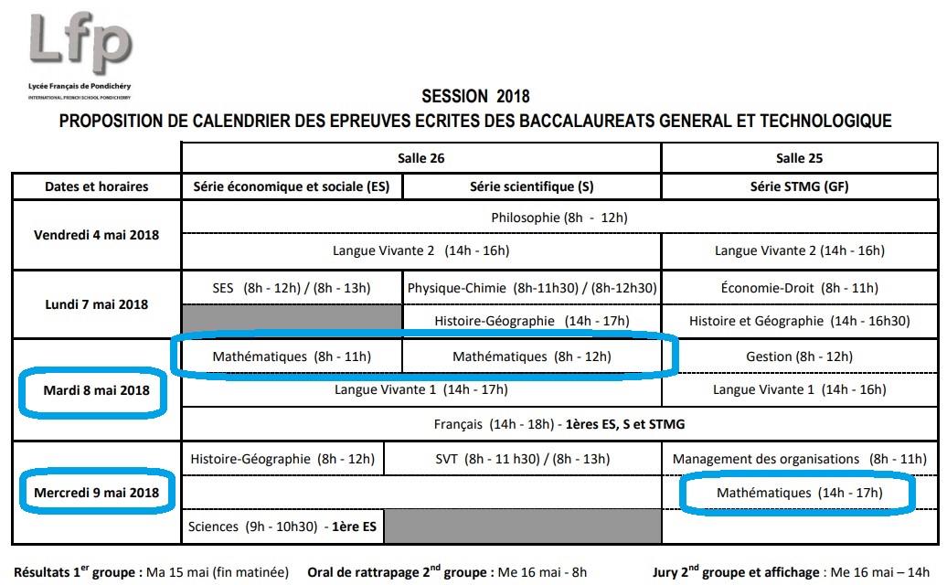 bac amerique du nord mai 2018