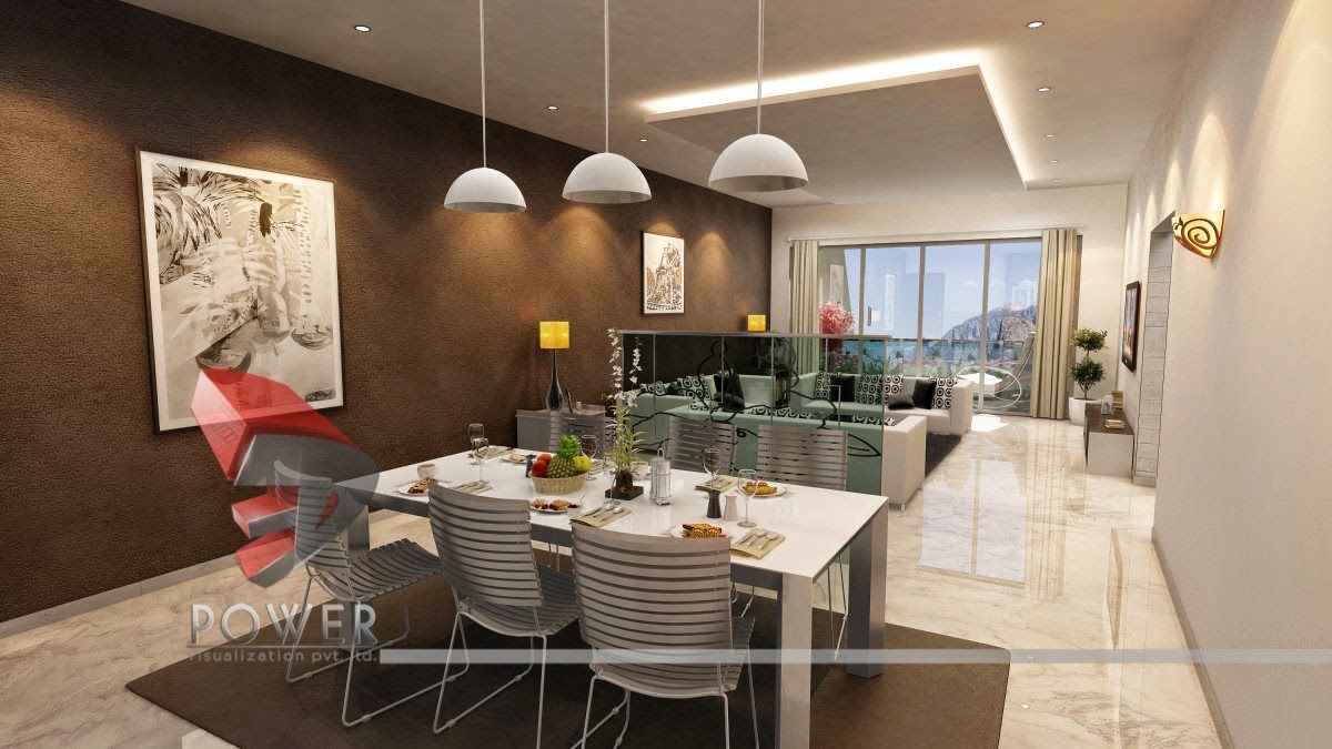 Stylish Interiors For Dinning with Living Area 