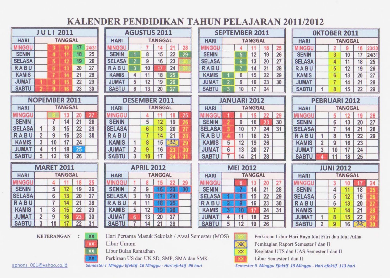 SD NEGERI 01 KENDAWANGAN Kalender Pendidikan 2011/2012 SD NEGERI 01 KENDAWANGAN Kalender Pendidikan 2011/2012