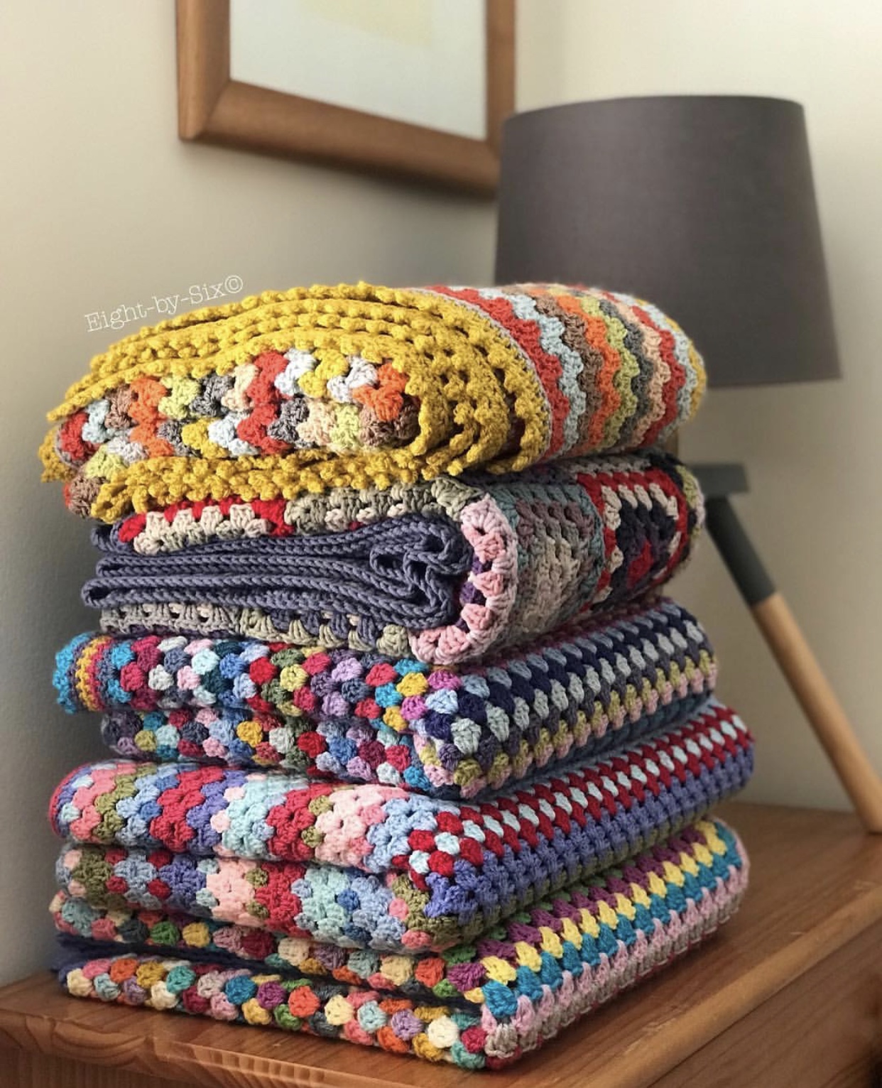 my crochet blanket stack