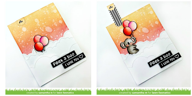 Peekaboo Koala Card by Samantha Mann, Lawn Fawn, Distress Ink, interactive, Pull Tab, #lawnfawn #valentinesday #handmadecard #iloveyou