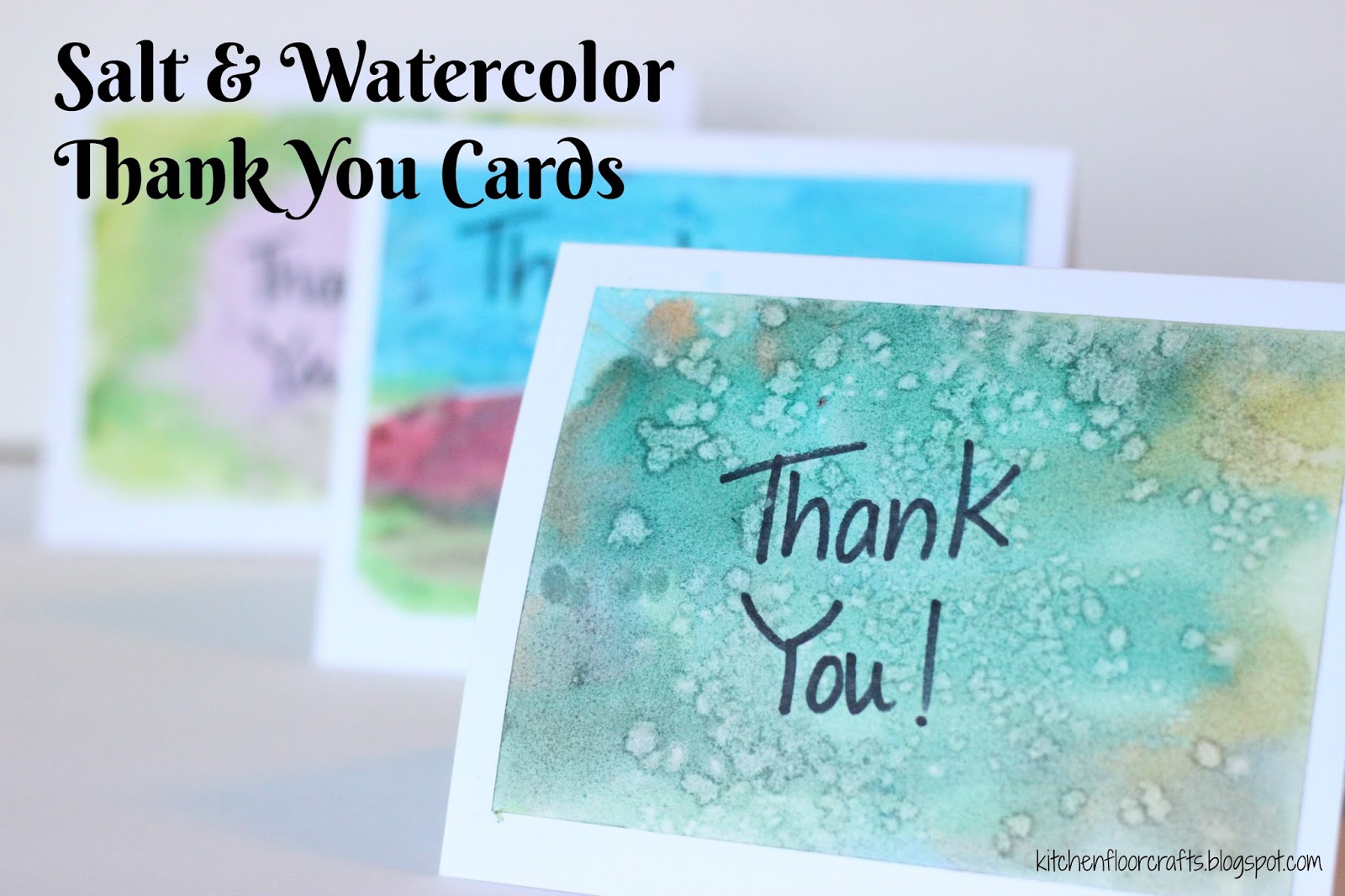 Kitchen Floor Crafts Salt and Watercolor Thank You Cards