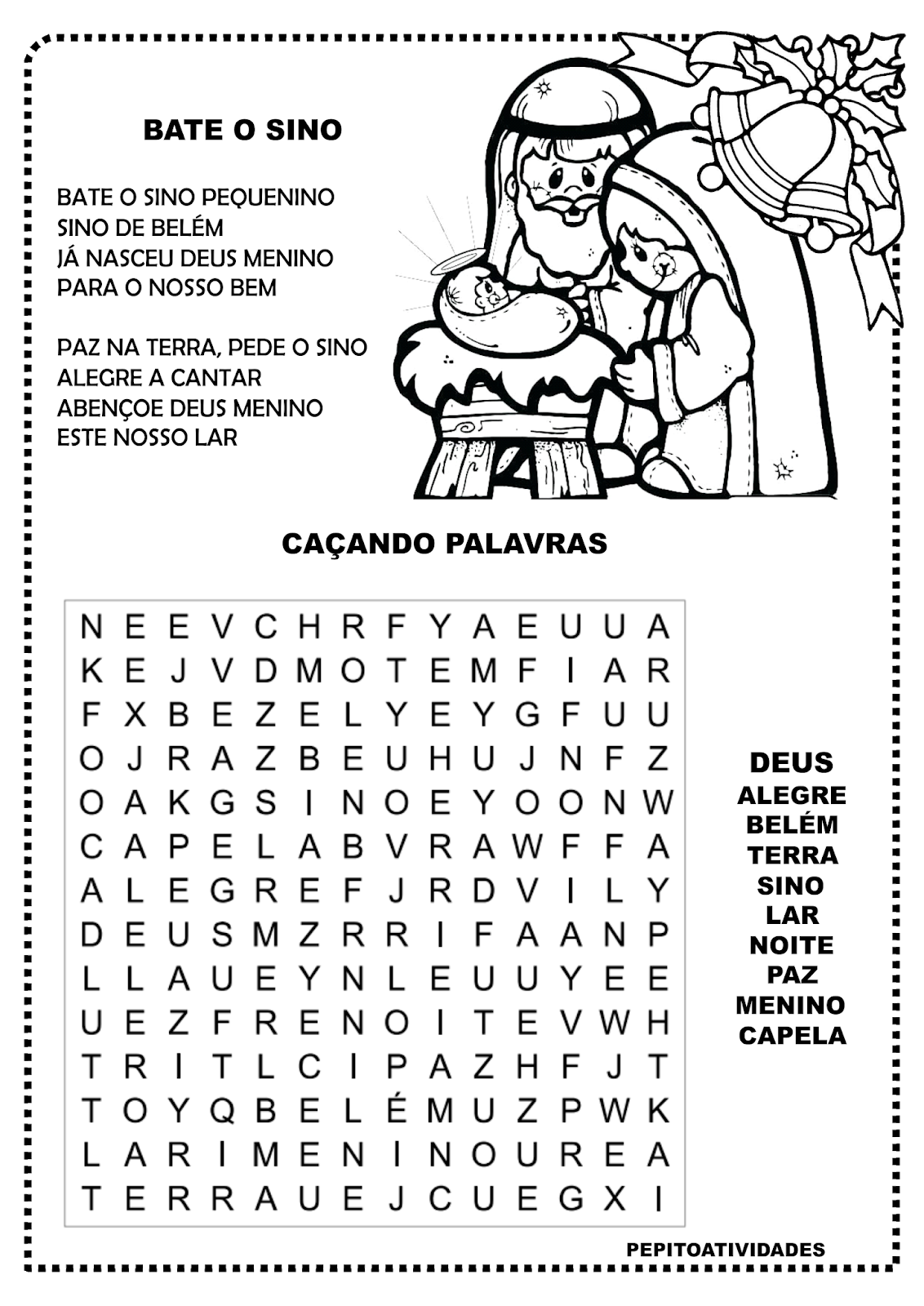 Caça-palavras com tema de natal para imprimir