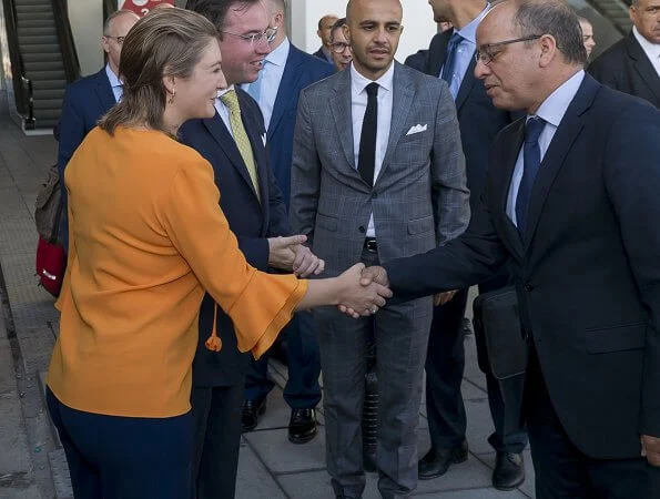 Princess Stephanie wore a new Hobbs Julia blouse in yellow. frill sleeve crew neck blouse. Hereditary Grand Duchess Stephanie