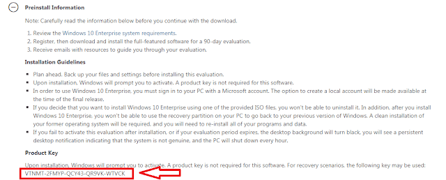 Serial key Windows 10 Enterprise Evaluations Gratis