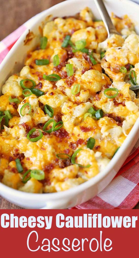 An amazingly rich and tasty cauliflower casserole is keto and low carb.