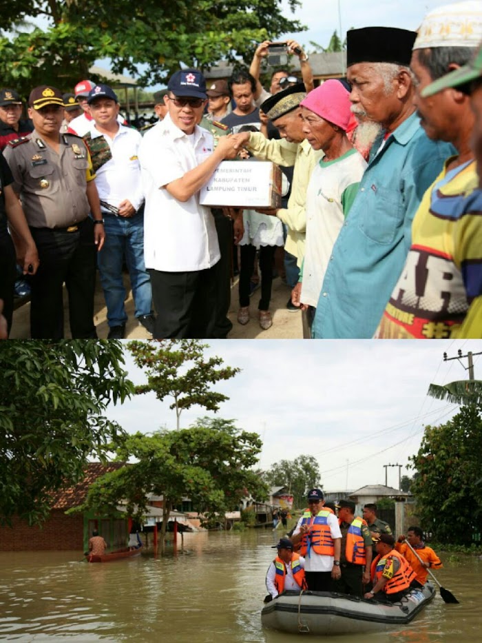 Pemkab Lamtim Bekerja Sma dengan Jajaran TNI dan POLRI Berikan Bantuan Korban Banjir