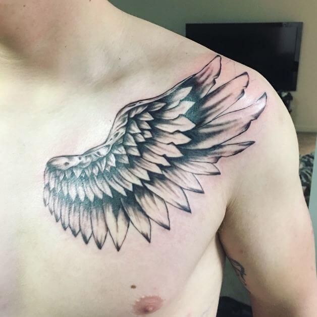 Angel Wings Tattoo On Chest Small MMOD